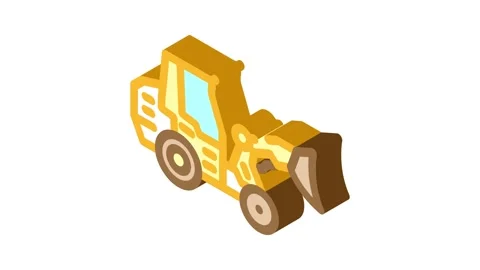 Compact loader construction vehicle isometric icon animation Stock Footage 327288130