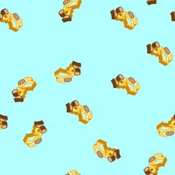Compact loader construction vehicle isometric icon seamless pattern 스톡 일러스트