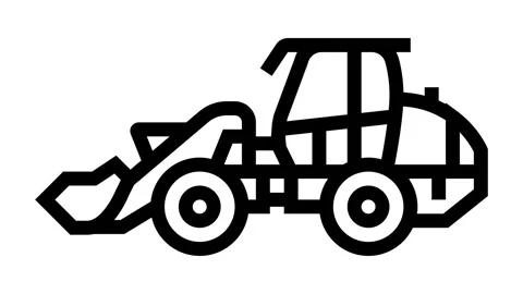 Compact loader construction vehicle line icon animation Stock Footage 326131311