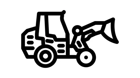 Compact loader construction vehicle line icon animation Stock Footage 326758518