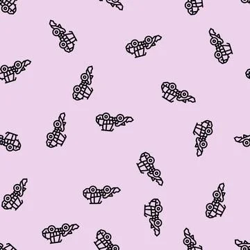 Compact loader construction vehicle line seamless pattern 스톡 일러스트
