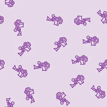 Compact loader construction vehicle line vector seamless pattern 스톡 일러스트