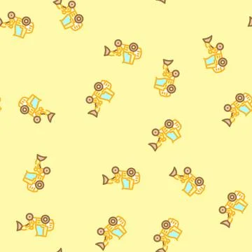 Compact loader construction vehicle vector seamless pattern Stock Illustration