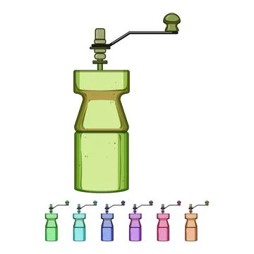 Compact manual coffee grinder cartoon vector graphic Stock Illustration