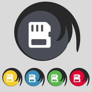 Compact memory card icon sign. Symbol on five colored buttons. Vector イラスト素材