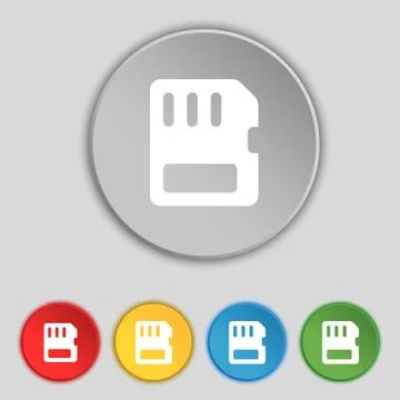 Compact memory card icon sign. Symbol on five flat buttons. Vector Ilustración de archivo
