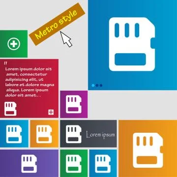 Compact memory card icon sign. Metro style buttons. Modern interface website  Stock Illustration