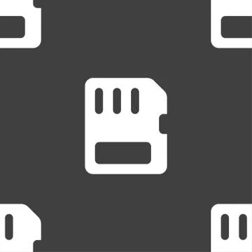 Compact memory card icon sign. Seamless pattern on a gray background. Vector Stock Illustration