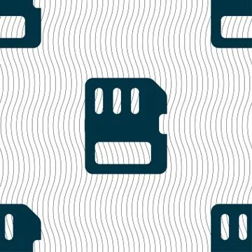 Compact memory card icon sign. Seamless pattern with geometric texture. Vector Ilustración de archivo