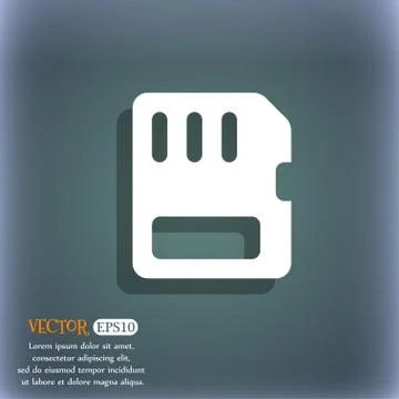 Compact memory card  icon symbol on the blue-green abstract background with s Stock Illustration