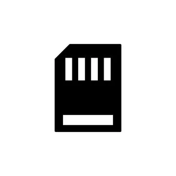 Compact Memory Card, Micro SD Solid Flat Vector Icon Isolated on White Backgr Stock Illustration