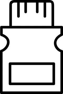 Compact memory card reader line art icon Stock Illustration