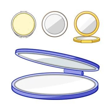Compact mirror collection with various cosmetic cases Stock Illustration