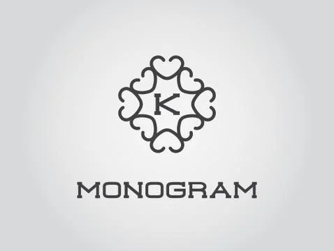 Compact Monogram Design Template with Letter Vector Illustration Premium Eleg Stock Illustration