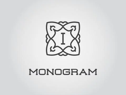 Compact Monogram Design Template with Letter Vector Illustration Premium Eleg Stock Illustration