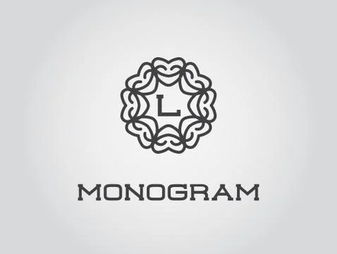 Compact Monogram Design Template with Letter Vector Illustration Premium Eleg Stock Illustration
