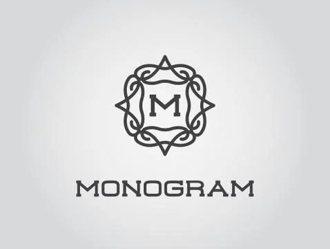 Compact Monogram Design Template with Letter Vector Illustration Premium Eleg Stock Illustration