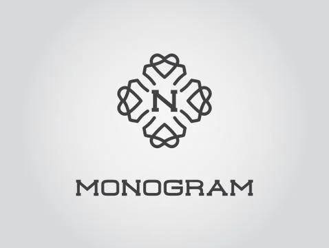 Compact Monogram Design Template with Letter Vector Illustration Premium Eleg Illustrazione stock