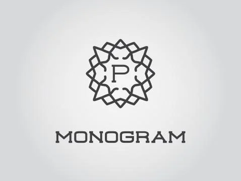 Compact Monogram Design Template with Letter Vector Illustration Premium Eleg Stock Illustration
