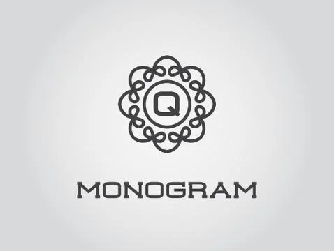 Compact Monogram Design Template with Letter Vector Illustration Premium Eleg Stock Illustration