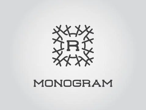 Compact Monogram Design Template with Letter Vector Illustration Premium Eleg Stock Illustration