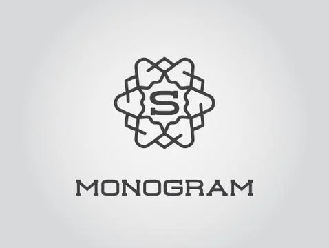 Compact Monogram Design Template with Letter Vector Illustration Premium Eleg Stock Illustration