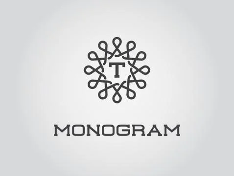 Compact Monogram Design Template with Letter Vector Illustration Premium Eleg Illustrazione stock