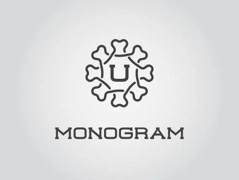 Compact Monogram Design Template with Letter Vector Illustration Premium Eleg Stock Illustration
