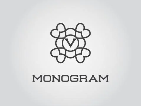 Compact Monogram Design Template with Letter Vector Illustration Premium Eleg Stock Illustration