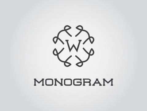 Compact Monogram Design Template with Letter Vector Illustration Premium Eleg Stock Illustration