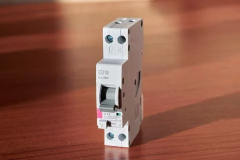 Compact narrow two-pole differential current circuit breaker. Foto stock