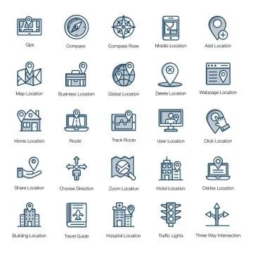 Compact Navigation Flat Vectors Pack Stock Illustration