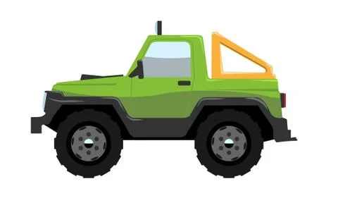 Compact Offroad SUV car side view. Vehicle concept Cartoon Flat color vector Stock Illustration