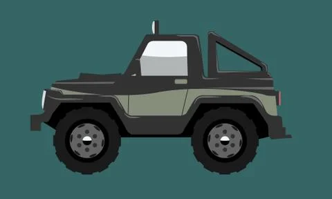 Compact Offroad SUV car side view. Vehicle concept Cartoon Flat color vector Stock Illustration