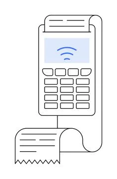Compact Payment Terminal with Printed Receipt and Wireless Connectivity Symbo Ilustração Stock