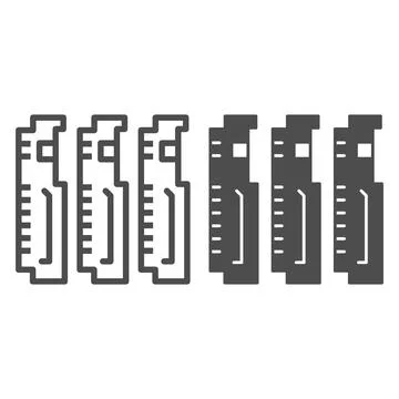 Compact PCB three part line and solid icon, electronics concept, printed circuit Stock Illustration