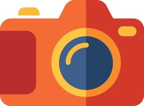 Compact photo camera front view flat icon Stock Illustration