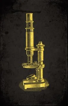 Compact Pillar Support Compound Microscope Scientific Instrument Engraving イラスト素材