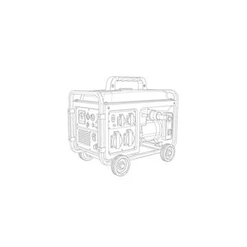 Compact portable electric generator line art for outdoor power solutions Stock Illustration