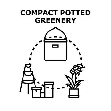 Compact potted greenery icon illustrating plant arrangements イラスト素材