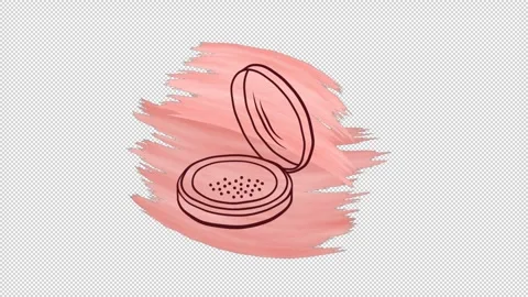 Compact powder icon against paint brush strokes Stock Footage 304461317