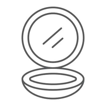 Compact powder thin line icon, makeup and cosmetic, skin powder sign, vector Illustrazione stock