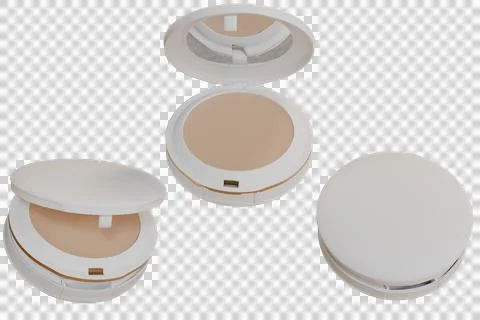 Compact powder in a white case showing different angles Stock Illustration