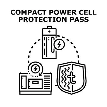 Compact power cell protection system concept passing Stock Illustration