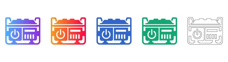 Compact Power Generator Unit Icons Stock Illustration