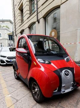 Compact red car Foto stock