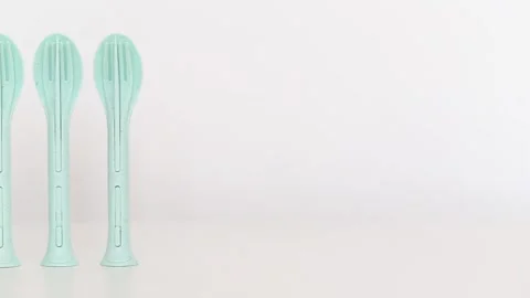 Compact set of cutlery on a white background, isolate, for trips and on the road Stockbeeldmateriaal 300335675