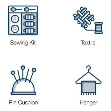 Compact Sewing and Tailoring Flat Icons Pack Stock Illustration
