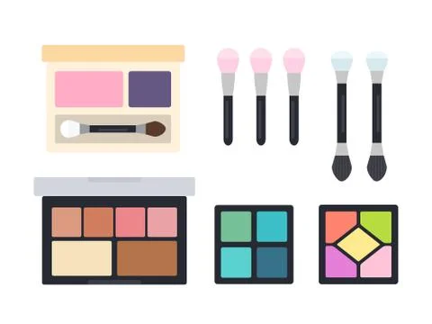 Compact shadows with applicators vector flat isolated Stock Illustration