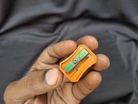 Compact single-hole pencil sharpener 写真素材